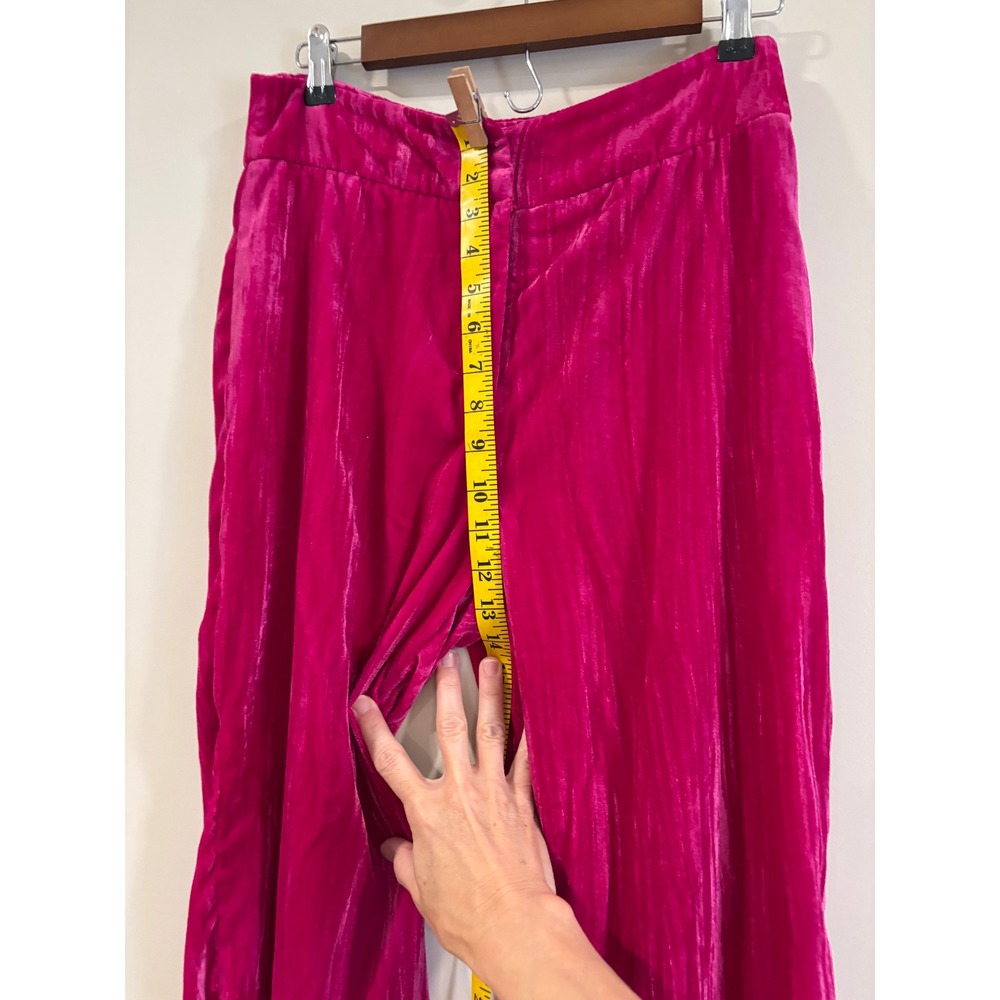 Nasty Gal Collection Velvet Trousers Hot Pink Excellent Wide Leg High Rise Pants - Picture 7 of 9